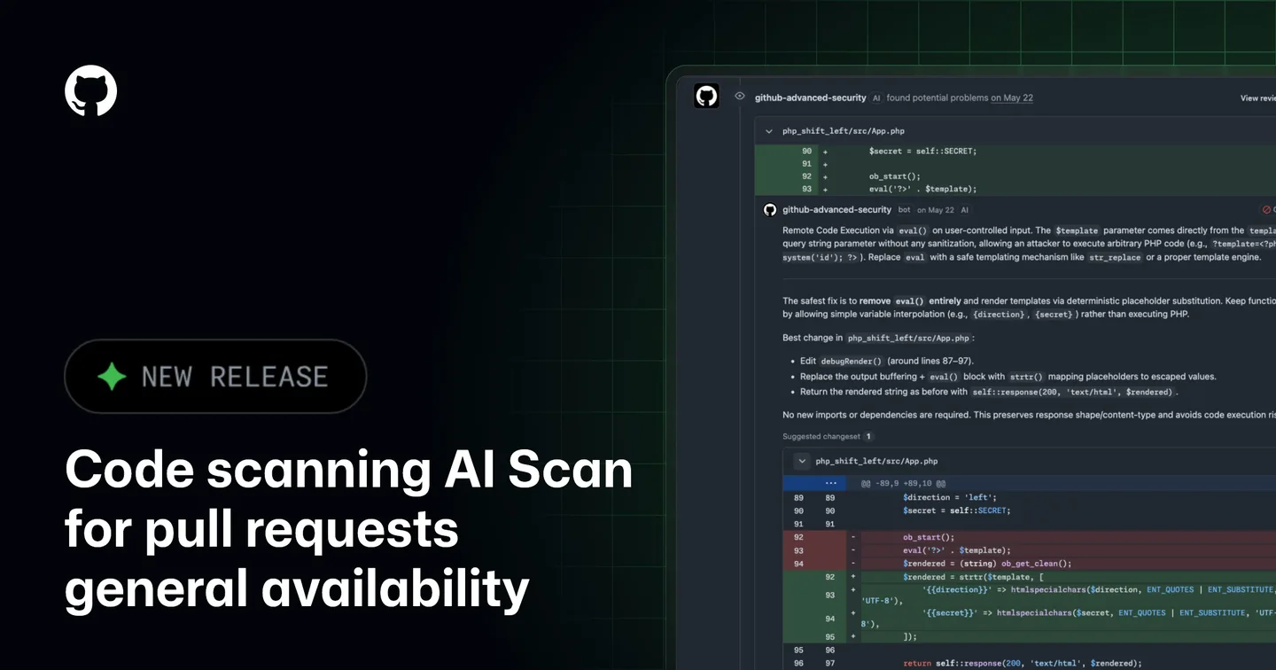 Visuel officiel Microsoft / GitHub pour « GitHub généralise AI Scan et la correction agentique des alertes »